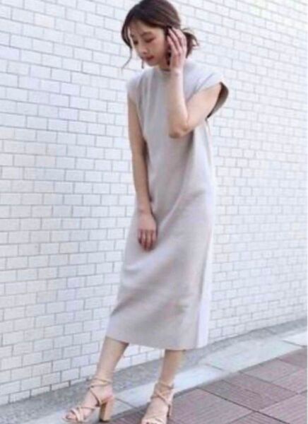 NOBLE ニットワンピース ノースリーブ ベージュ ノーブル