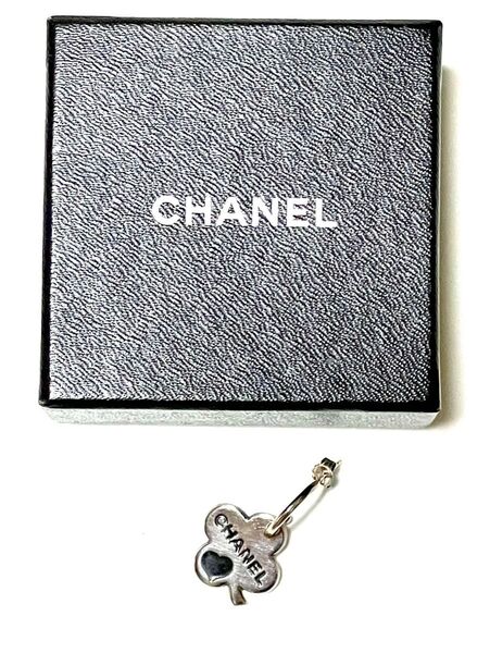 正規品CHANELシルバー925クローバーモチーフフープピアス