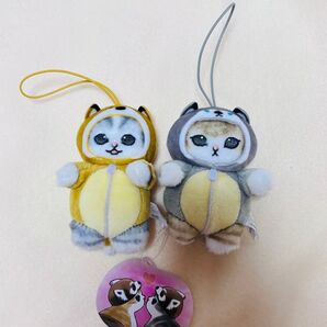 モフサンド あったかパジャマにゃんマスコットぬいぐるみ きつね オオカミ 2点セット