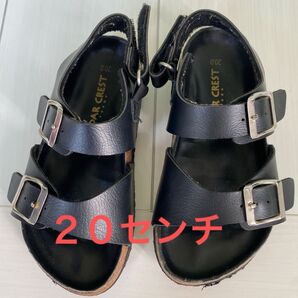 サンダル 20cm ストラップ ブラック