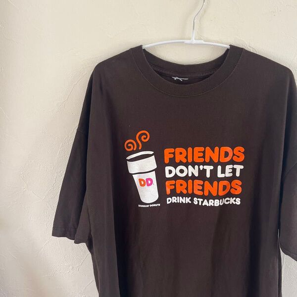 00s アメリカ古着 企業物 ダンキンドーナツ ヴィンテージTシャツ XL 灰色