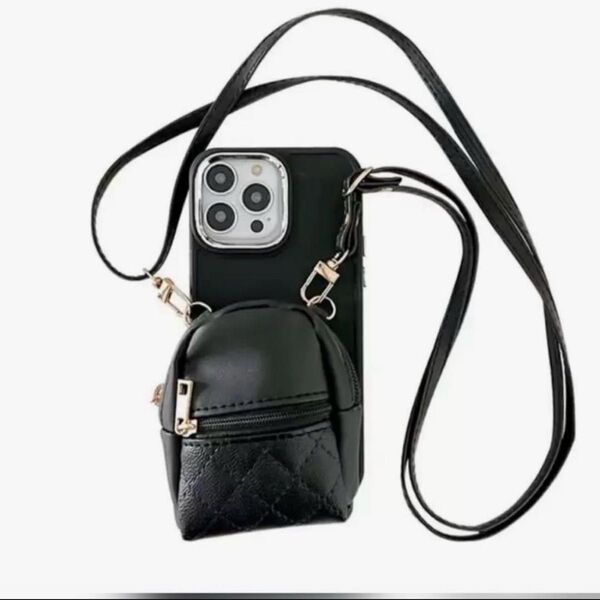 SHEIN レディース スマホショルダー ポーチiphone15 対応 ブラック