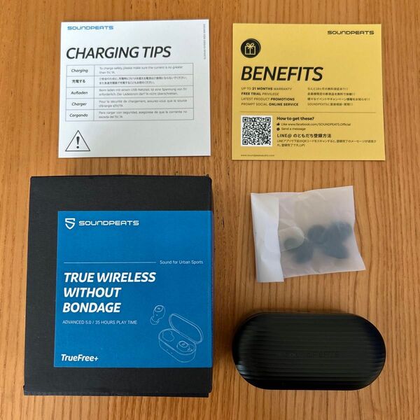 SOUNDPEATS TrueFree+ ワイヤレスイヤホン ブラック 美品 使用回数極小