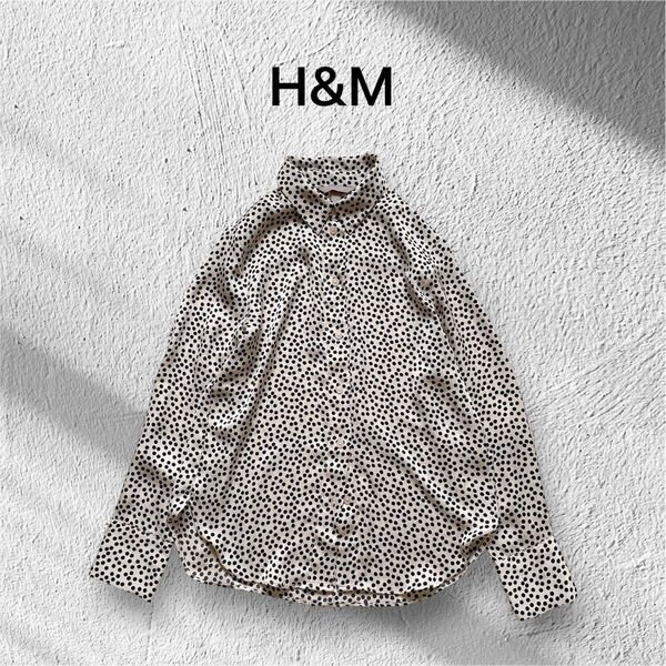 美品 H&M エイチアンドエム*レディースロングスリーブブラウス ドット柄XS トップス 長袖