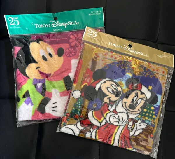 2枚セット 東京ディズニーシー 25周年 ウォッシュタオル ミッキー ミニー ディズニーランド お土産