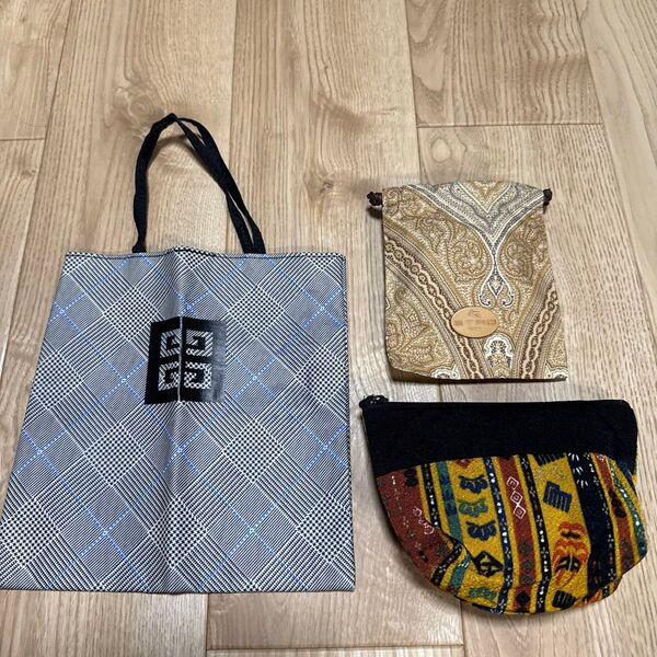 【未使用】3個セット GIVENCHY ノベルティバッグ ETRO 巾着 ポーチ