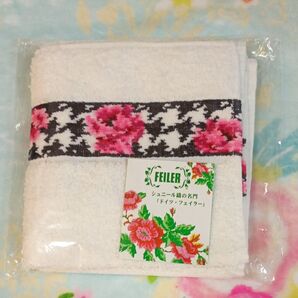 新品未使用 フェイラー FEILER ゲストタオル 千鳥格子 薔薇柄