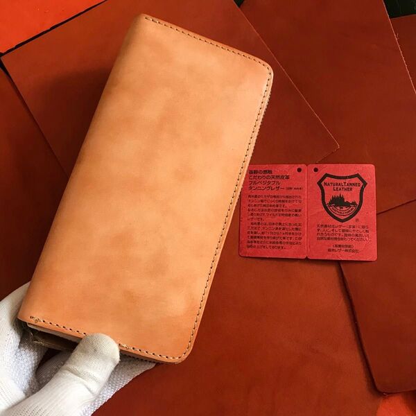 一点限定 栃木レザー 牛ヌメ革 本革 コンパクト財布 小銭入れあり 長財布 手縫い仕上げ財布 ハンドメイドYKK使用 &人気商品/