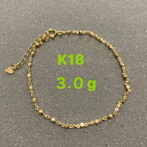 K18 18金 ブレスレット レトロ ヴィンテージ 約3.0g 約18cm+アジャスター付き 箱無し 付属品無し