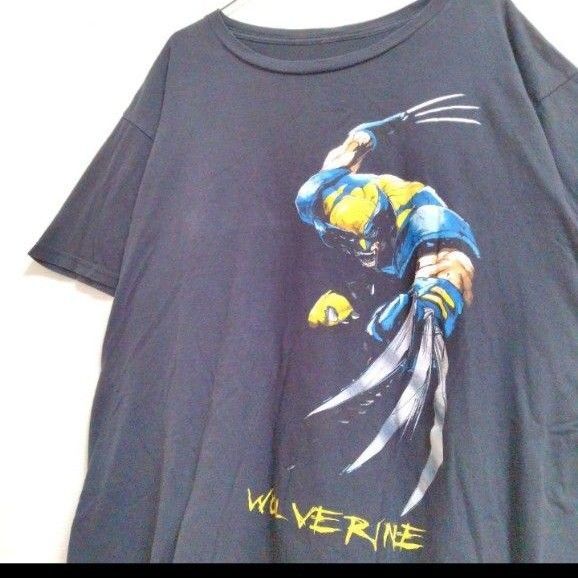 海外輸入古着 ウルヴァリン/ローガン X−MEN マーベルMARVEL 半袖tシャツ黒XL
