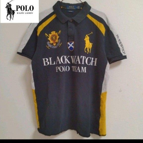 【希少】90's ラルフローレン ポロシャツ BLACKWATCH ビッグポニーブラック chief keef polo