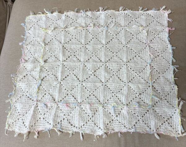 マルチカバー 白 モヘア ハンドメイド