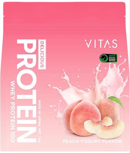 VITAS (バイタス) ホエイ プロテイン 100 ピーチヨーグルト風味 WPCプロテイン 国内製造 1kg