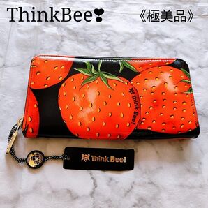 【未使用】ThinkBee! シンクビー 長財布 イチゴ ハート ファスナー タグ付