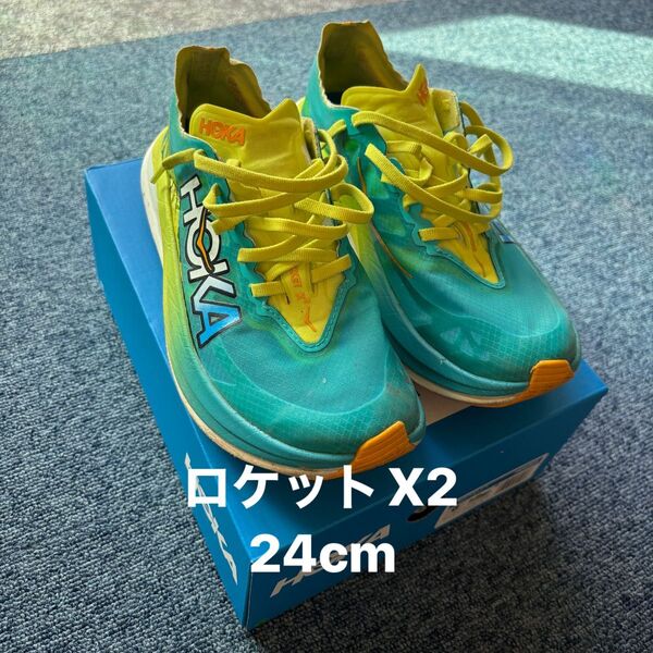 ホカオネオネ ロケットX2 24cm カーボンプレート ジャンク品 HOKAONEONE レディース ランニングシューズ