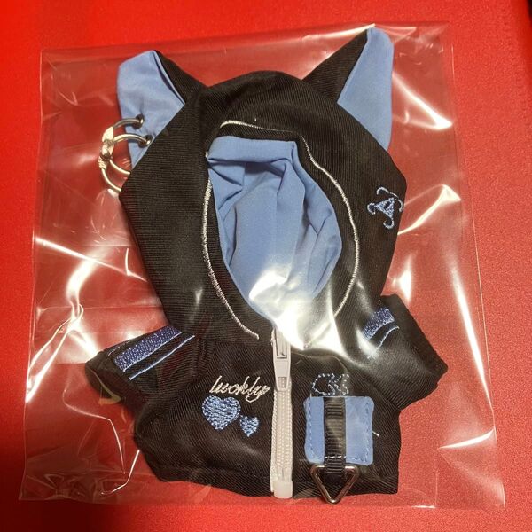 10cm ぬい服 猫耳パーカー ブルー