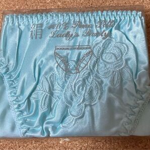 新品 シルク ショーツ レディース バラ 刺繍 豪華 ペパーミントグリーン Mサイズ Lサイズ 絹100% パンティ 下着