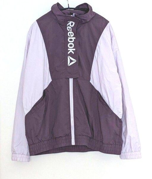 【Reebok リーボック】 ナイロンジャケット ウインドブレーカー パープル ロゴ XLサイズ 古着