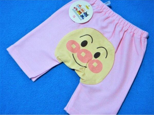 90cm 新品 アンパンマン ニットデニム モンキーパンツ ピンク パンツ