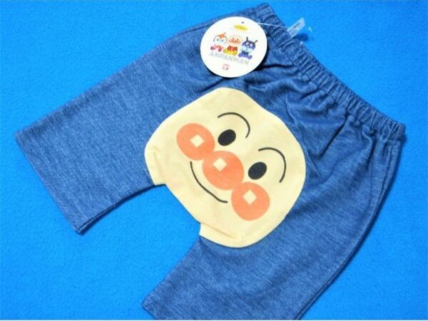 90cm 新品 アンパンマン ニットデニム モンキーパンツ ネイビー パンツ