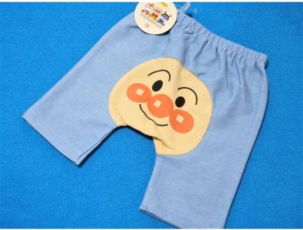 90cm 新品 アンパンマン ニットデニム モンキーパンツ ライトブルー パンツ