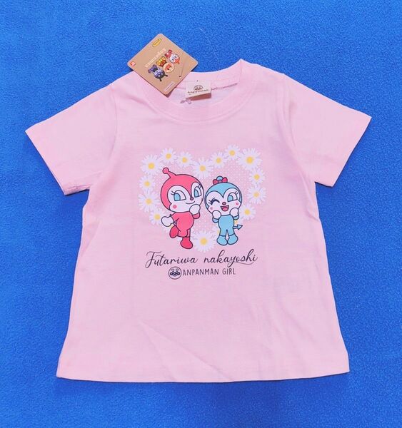 90cm 新品 アンパンマン マーガレット柄半袖Tシャツ ピンク
