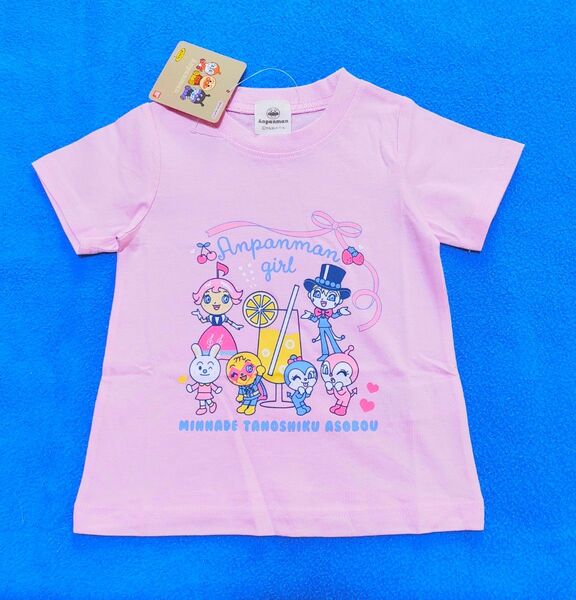 95cm 新品 アンパンマン レモネード柄半袖Tシャツ ピンク Tシャツ