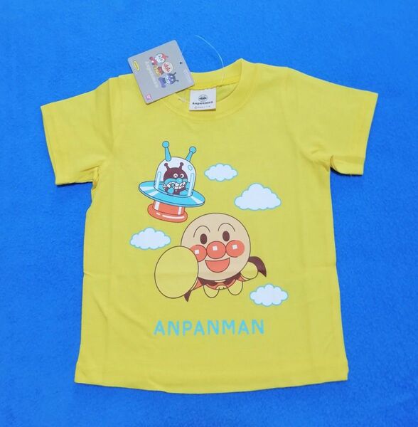 90cm 新品 アンパンマン 特価 ばいきんまんUFO柄半袖Tシャツ イエロー