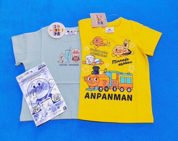 95cm 新品 アンパンマン 特価 男の子半袖Tシャツ2枚セット+虫よけシール