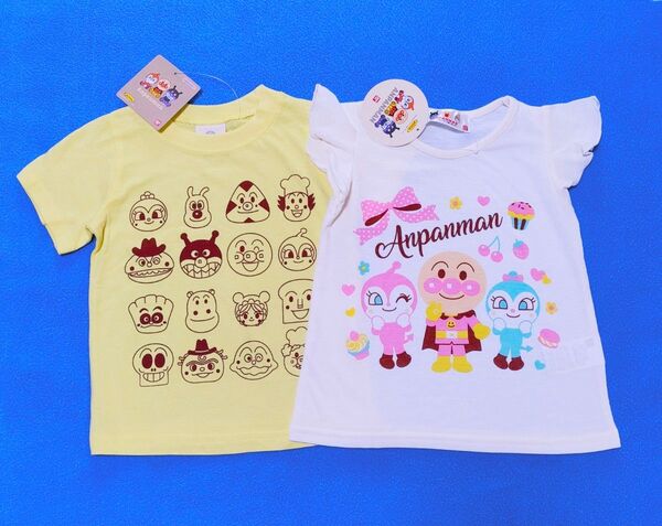 95cm 新品 アンパンマン 半袖Tシャツ2枚セット イエロー×アイボリー