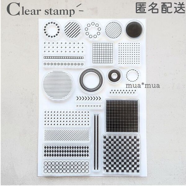 クリアスタンプ 透明スタンプ スタンプシート S171 図形 デコ コラージュ