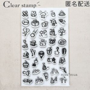 クリアスタンプ 透明スタンプ スタンプシート S801 ミニ 手書き イラスト 手帳 アイコン