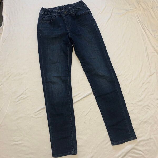 ユニクロ キッズ XXL 155〜165cm スキニージーンズ ネイビー デニム