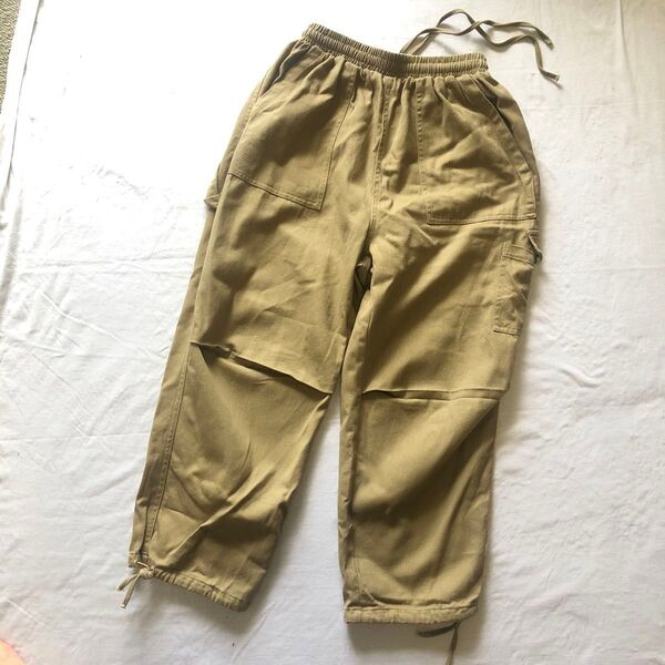 カーゴパンツ ベージュ ドローコード ウエストゴム コットン Mサイズ