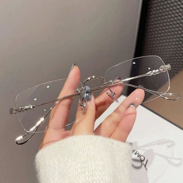 メンズ レディース ノーフレームメガネ 眼鏡 メガネ ブルーライトカットメガネ