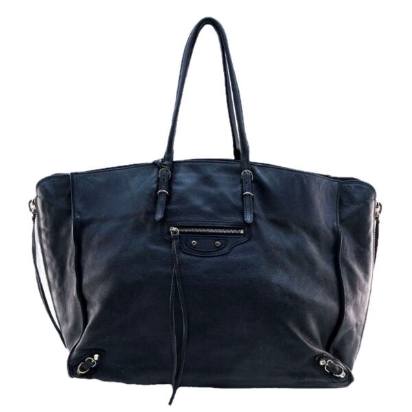 BALENCIAGA/バレンシアガ■ザ・ペーパー 本革レザー ショルダー トートバッグ ミラー ユニセックス■黒/ブラック SGW