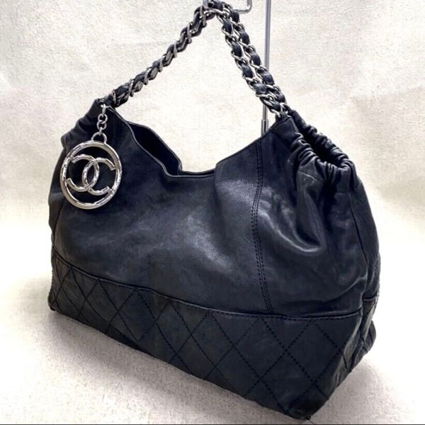 CHANEL/シャネル■ココカバス チェーンショルダートートバッグ マトラッセ キャビア ココチャーム■黒/ブラック*Sシール有