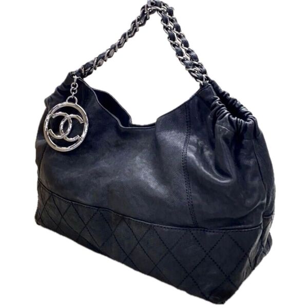 22万→CHANEL/シャネル■ココカバス チェーンショルダートートバッグ キャビアマトラッセ ココマーク■黒/ブラック*シール有