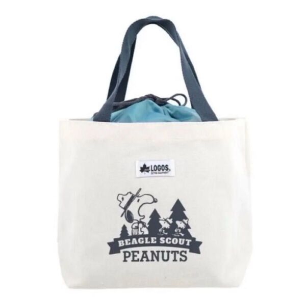 リンネル 付録 SNOOPY × LOGOS コラボ アウトドア柄!便利サイズの保冷 保温巾着&トートバッグ2点セット