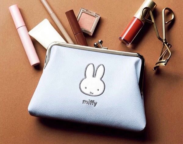 SPRiNG スプリング 付録 miffy ミッフィー ふわふわアップリケのミッフィーがかわいい レザー調がま口ポーチ
