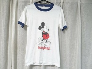 70年代 ビンテージ Disneyland ディズニー ミッキーマウス リンガー Tシャツ 昭和 レトロ 当時物