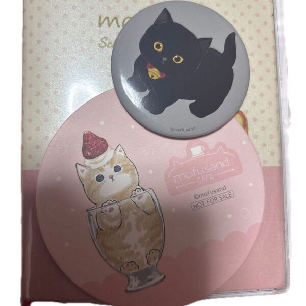 モフサンドmofusand非売品コースター 黒猫クロネコ缶バッジセット