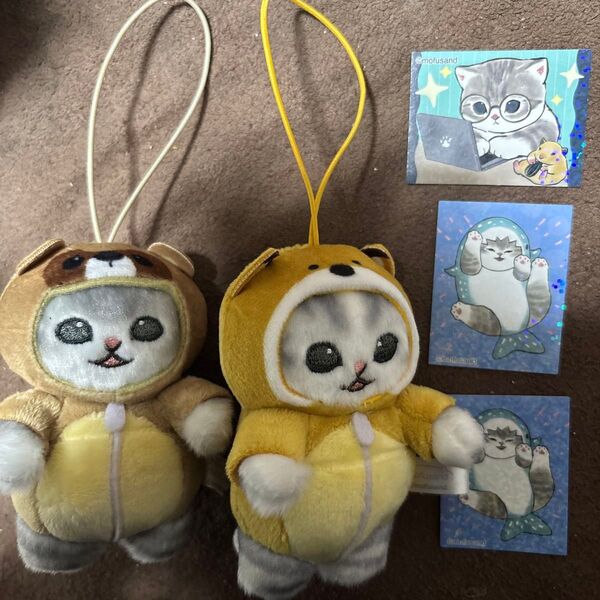 ぬいぐるみ モフサンド きぐるみにゃん mofusand 2個セット!ぬいぐるみマスコット シールステッカーセット!