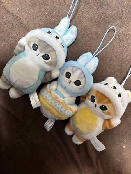 モフサンド3個セット きぐるみにゃんマスコットぬいぐるみ