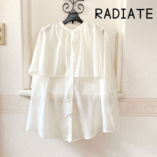 美品【RADIATE】ラディエイト シフォンブラウス ヤマダヤ ケープ 白 ホワイト フリル