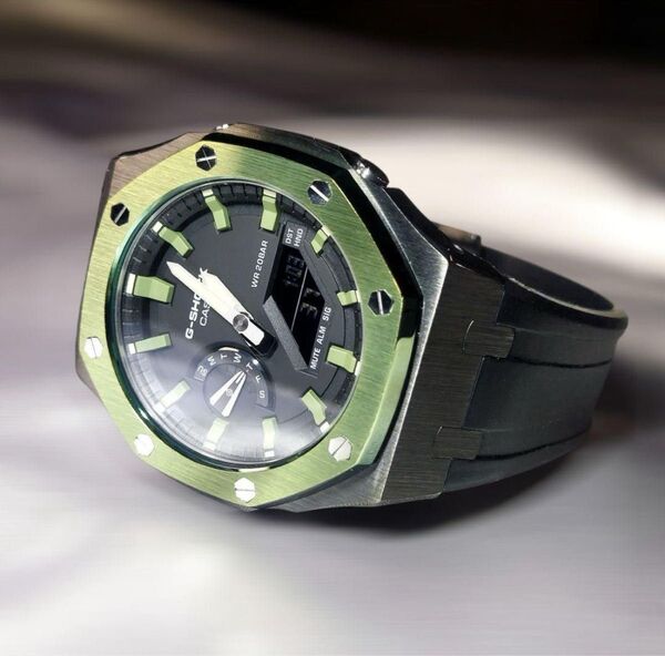 外装新品G-SHOCK GA-2110SU グリーン/ブラックメタル カシオーク