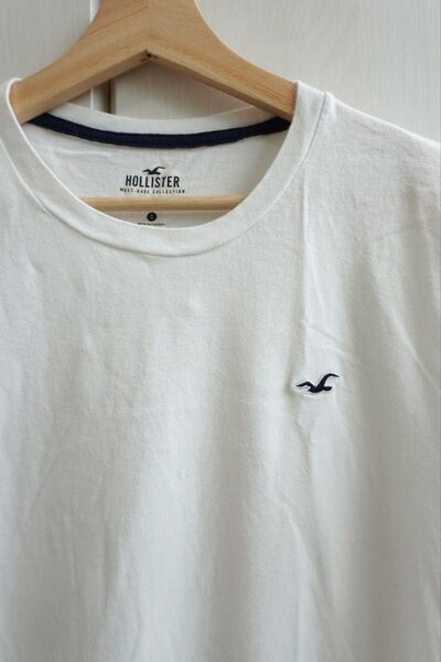 Hollister ホリスター 白Tシャツ Sサイズ メンズ ロゴネイビー