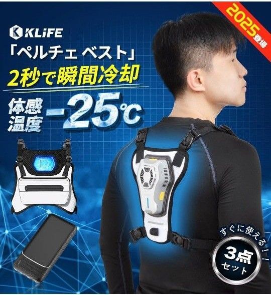 ペルチェ ベスト 冷却プレート付き バッテリーセット ペルチェ素子ベスト 強弱モード 瞬間冷却 冷却ベスト 静音 クールベスト