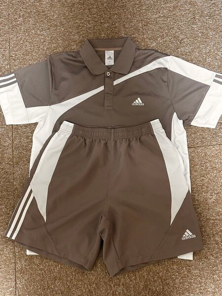 adidas ポロシャツ ハーフパンツ セットアップ M ブラウン メンズ