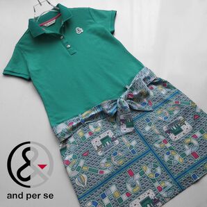 and per se アンパスィ プリント 切り替え ゴルフワンピース 半袖